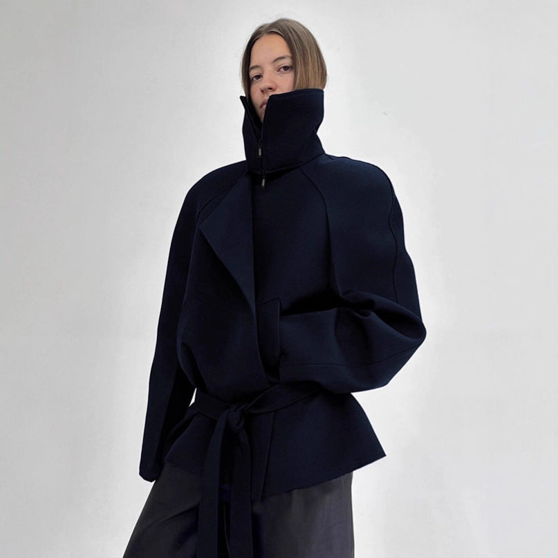 Damen Modische Jacke mit hohem Kragen und taillierter Silhouette Drune
