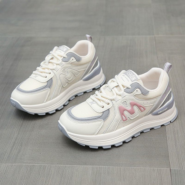 Damen Plateau-Chunky-Sneaker mit atmungsaktivem Mesh- und Ledermix Drune