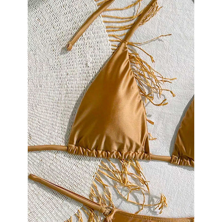 Damen Triangel-Bikini mit fransigen Details Drune