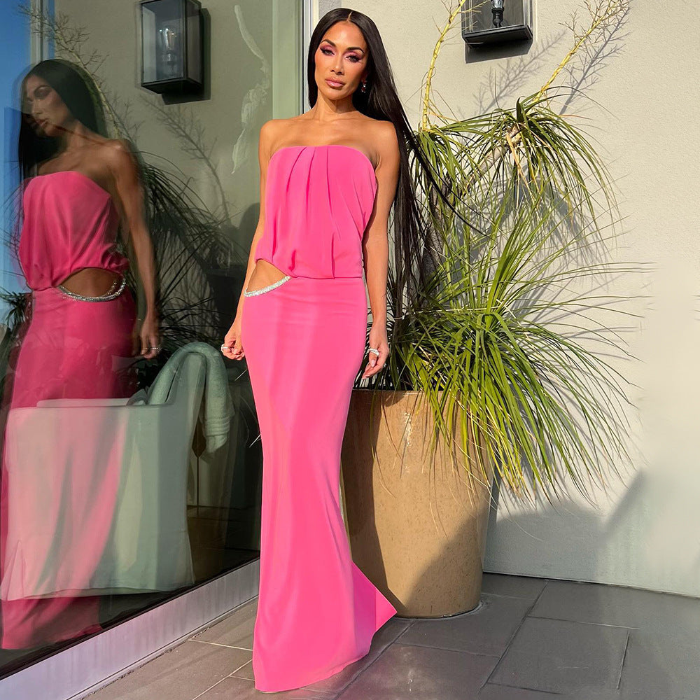 Damen Elegantes Maxikleid mit schmalem Design und raffinierten Cut-Out-Details Drune