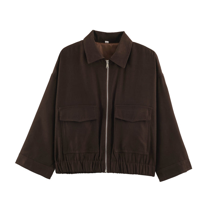 Damen Boxy Kurzblouson mit aufgesetzten Pattentaschen und Gummizugsaum Drune