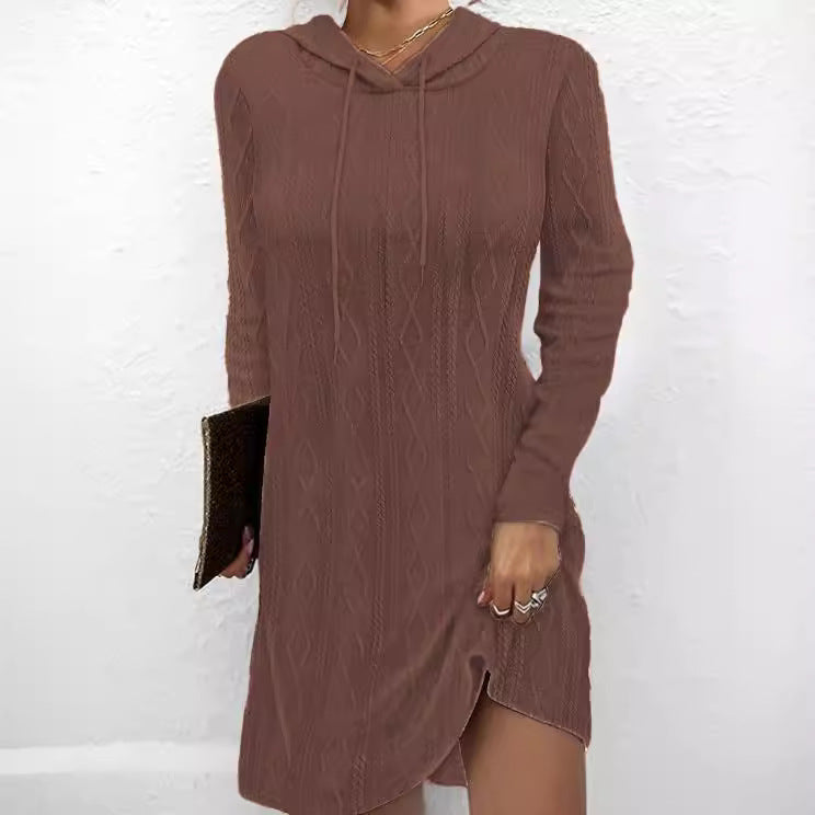 Damen Kapuzensweaterkleid aus weichem Strick Drune
