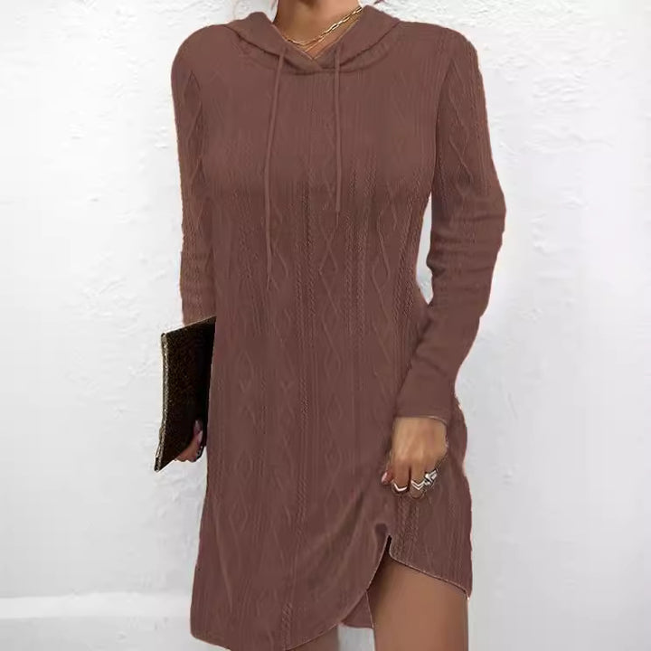 Damen Kapuzensweaterkleid aus weichem Strick Drune