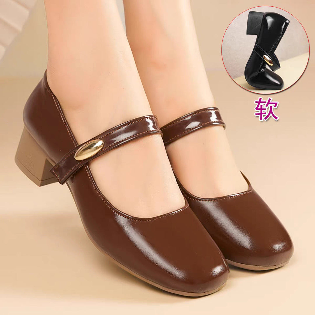 Damen Mary Jane Blockabsatzschuhe mit modischer Schnalle Drune