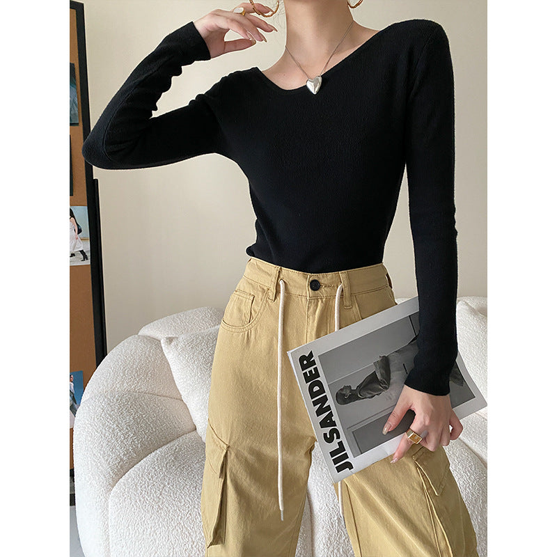 Damen Langarmshirt mit feiner Rippstruktur Drune