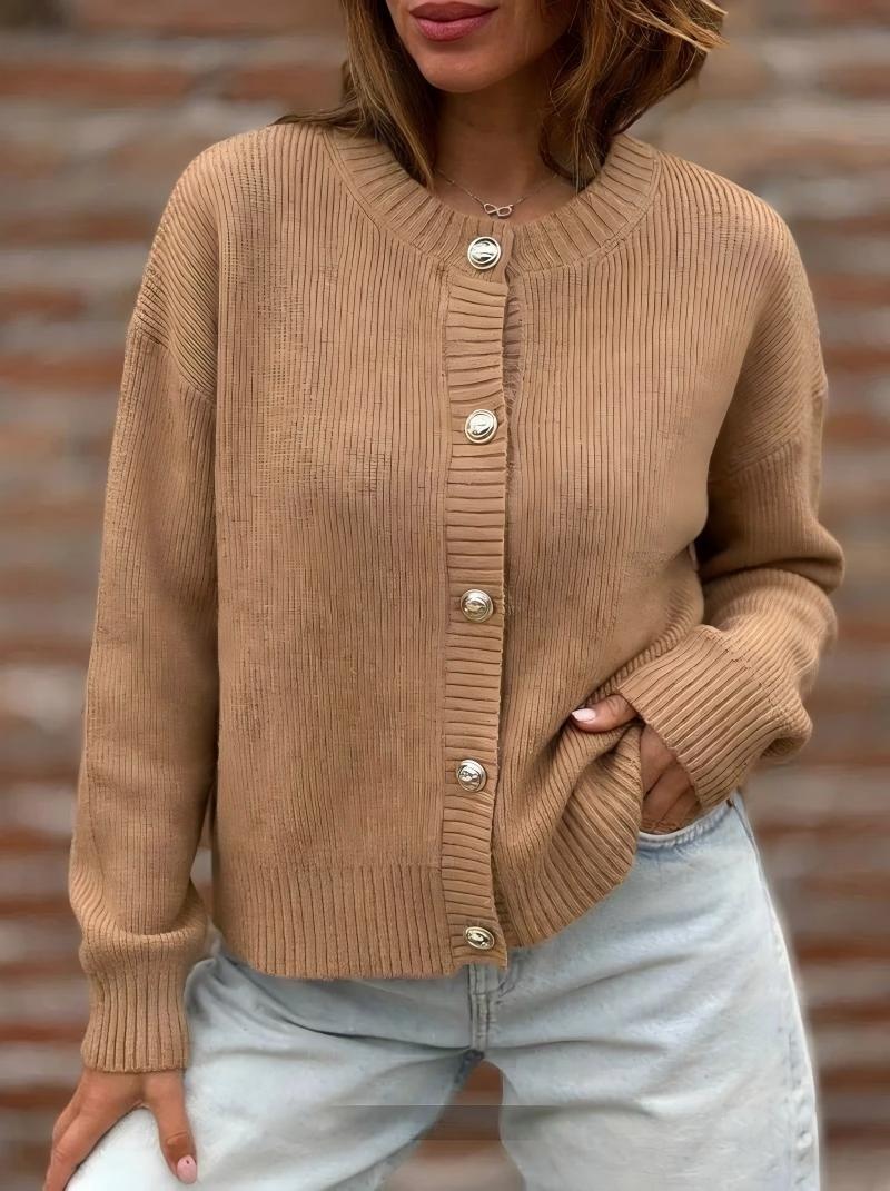 Damen Stylische Strickjacke mit Knopfverschluss Drune