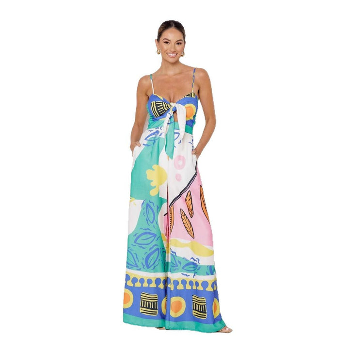Damen Boho-Style Jumpsuit mit verspieltem Mustermix Drune