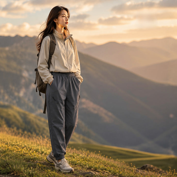 Damen Technische Trekking-Joggerhose mit elastischem Bund, Reißverschlusstaschen und windabweisender Oberfläche Drune