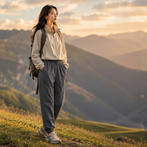 Damen Technische Trekking-Joggerhose mit elastischem Bund, Reißverschlusstaschen und windabweisender Oberfläche Drune