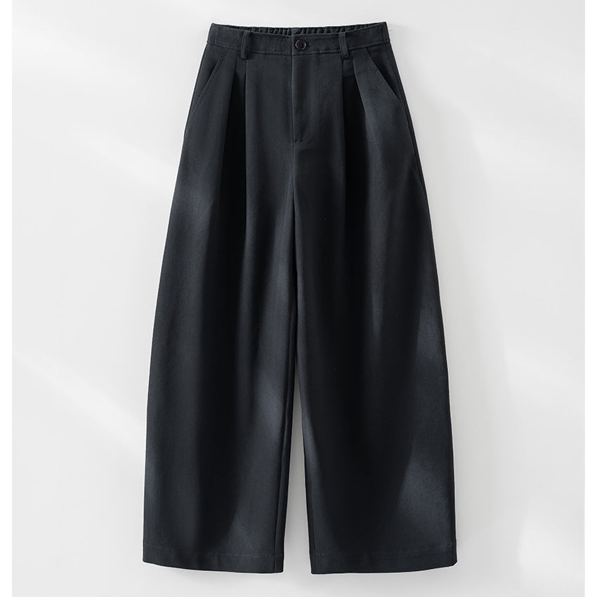 Damen Hochtaillierte Bundfalten-Palazzohose mit weitem Bein und teil-elastischem Bund Drune