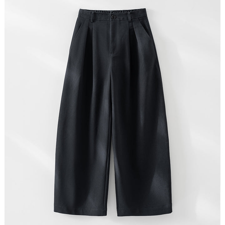 Damen Hochtaillierte Bundfalten-Palazzohose mit weitem Bein und teil-elastischem Bund Drune