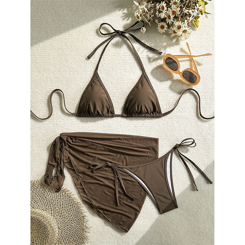 Damen Triangel-Bikini-Set mit transparenter Wickelpartie Drune
