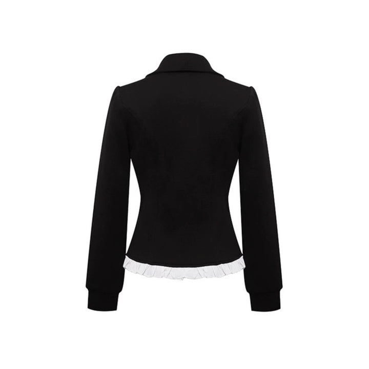 Damen Taillierte Sweatjacke im Peplum‑Stil mit Doppelreihe und Volantbesatz Drune