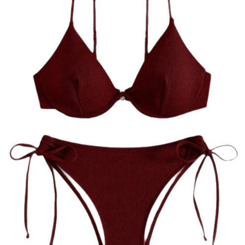 Damen Triangel-Bikini mit verstellbaren Trägern und Seitenschnürungen Drune