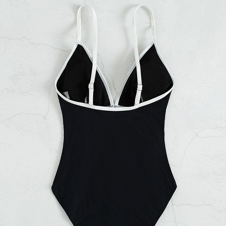 Damen eleganter Badeanzug mit Kontrastnähten Drune