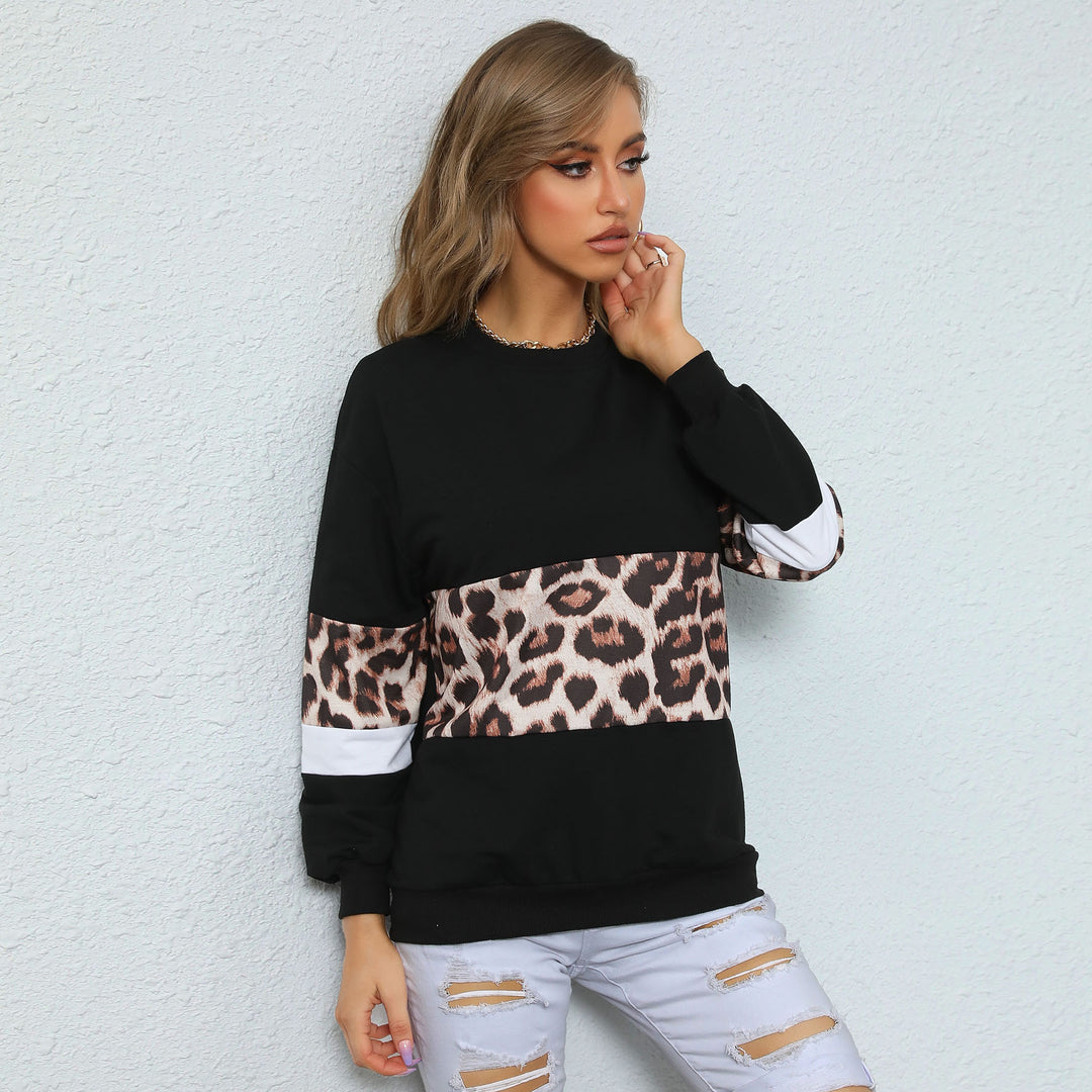 Damen Oversize-Sweatshirt mit Leo-Blockstreifen und geripptem Saum Drune