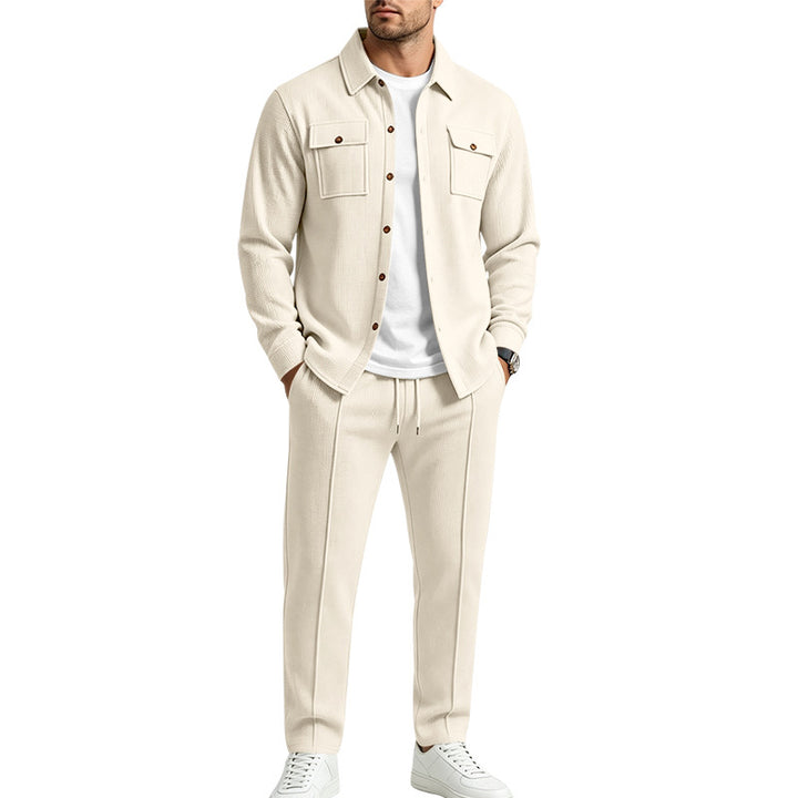 Herren Overshirt- und Jogger-Set aus strukturierter Strickqualität Drune