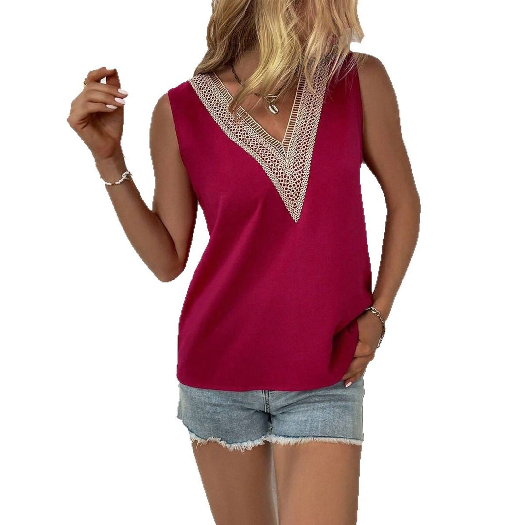 Damen Elegantes Oberteil mit V-Ausschnitt und Stickdetails Drune