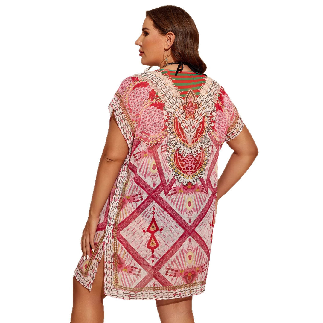 Damen Strandkleid mit floralen Mustern und kurzem Schnitt Drune