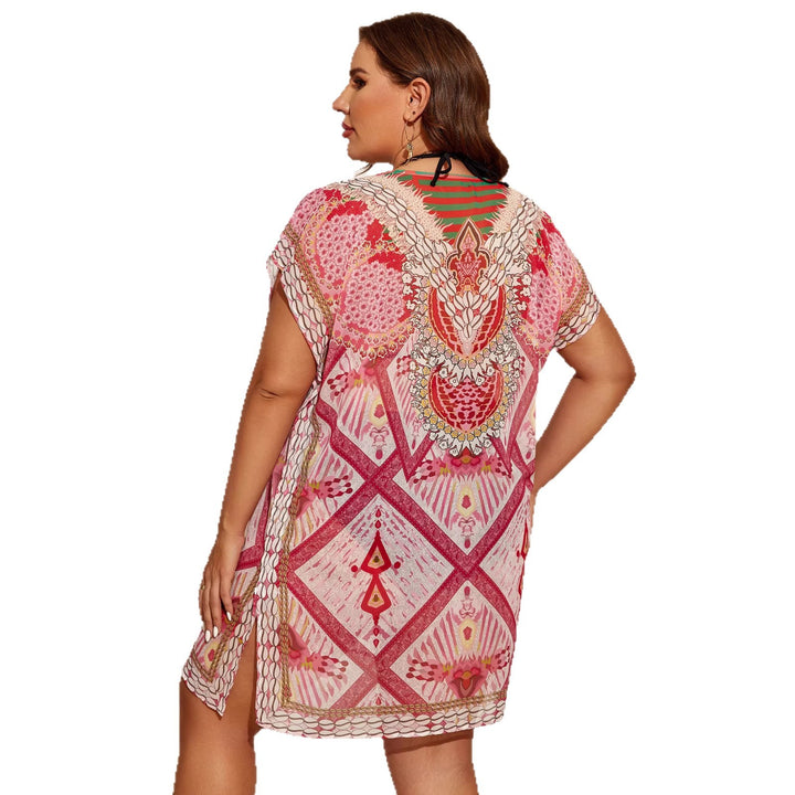 Damen Strandkleid mit floralen Mustern und kurzem Schnitt Drune