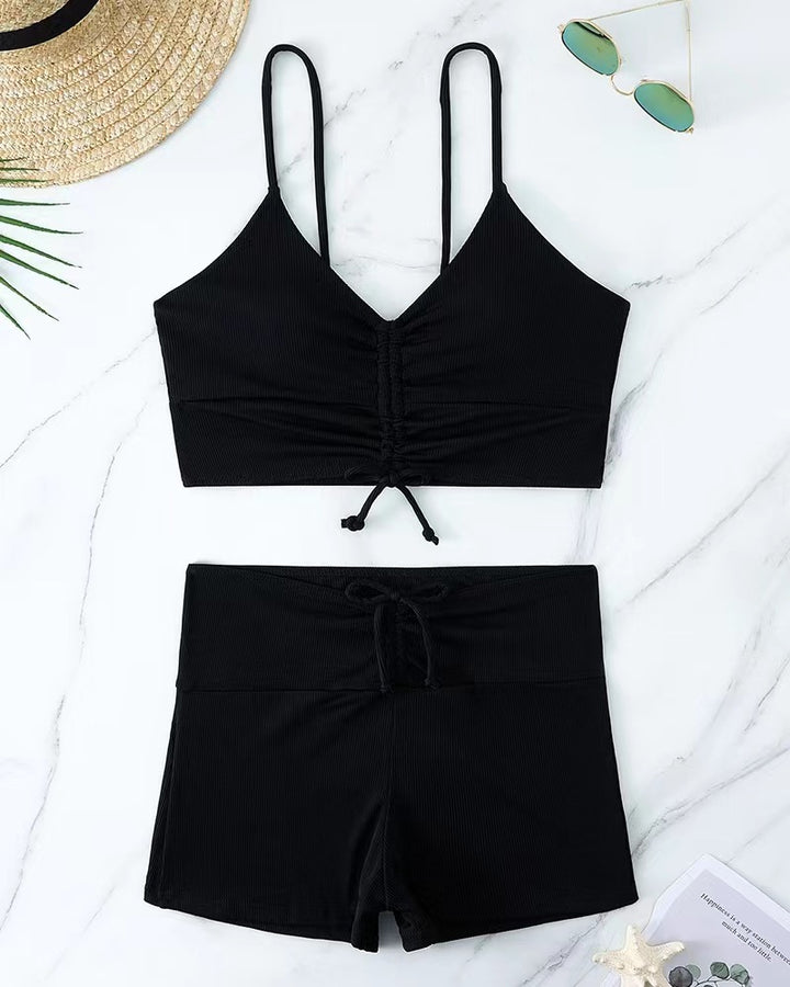 Damen Bikini mit floralem Rüschendesign und verstellbaren Trägern Drune