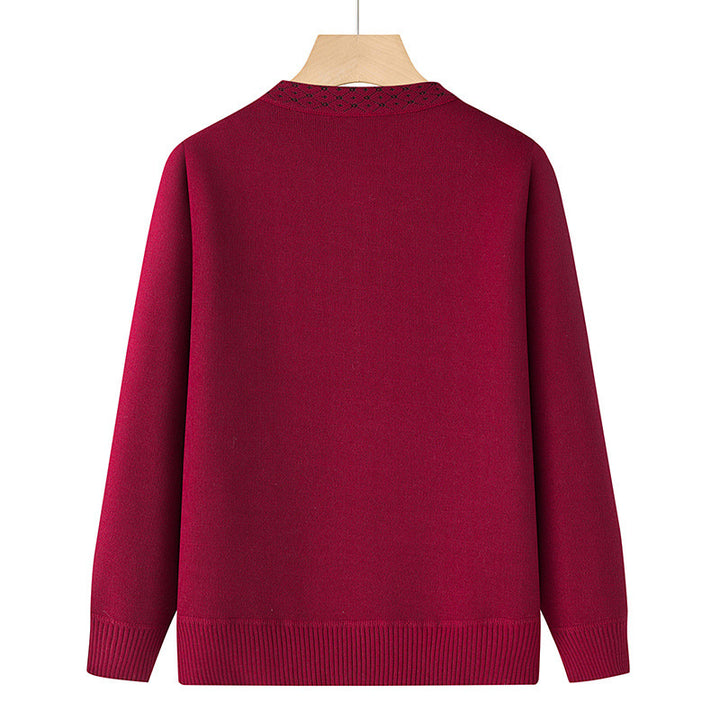 Damen nan bestickte Strickjacke mit Rundhals, aufgesetzten Taschen und dekorativer Knopfleiste Drune