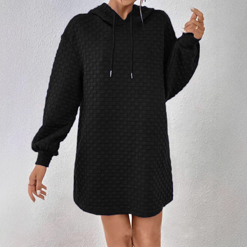 Damen Kapuzenkleid aus strukturiertem Material Drune