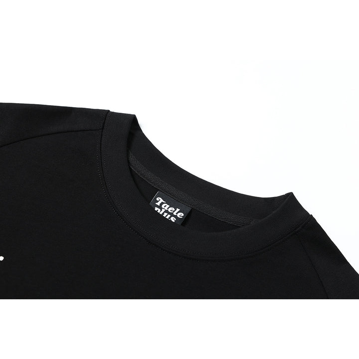 Unisex Lagen-Langarmshirt mit Halbarm-Overlay, gestreiften Einsatzärmeln und Ton-in-Ton-Logo Drune