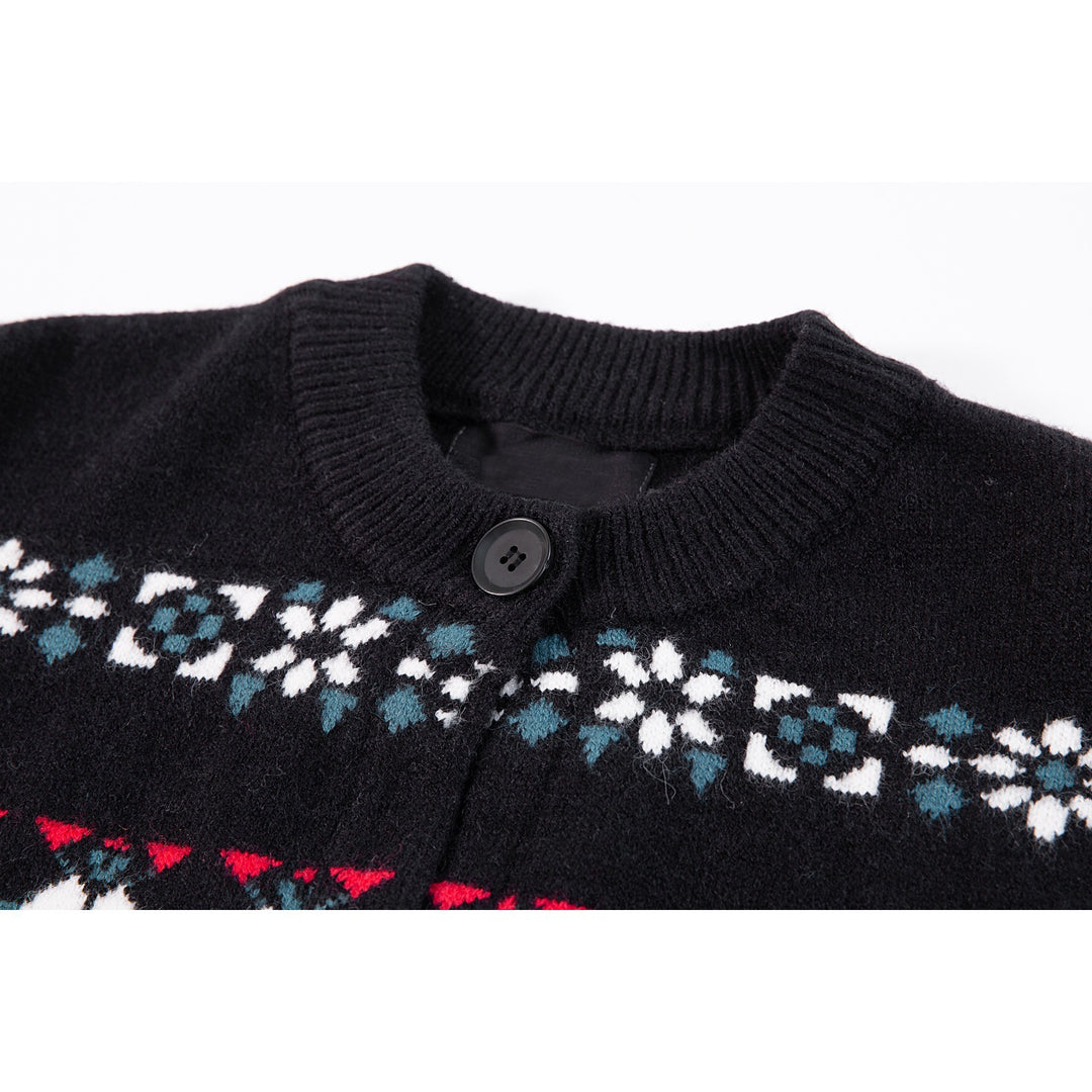 Damen Norwegermuster Strickcardigan mit Knopfleiste und Oversize-Schnitt Drune