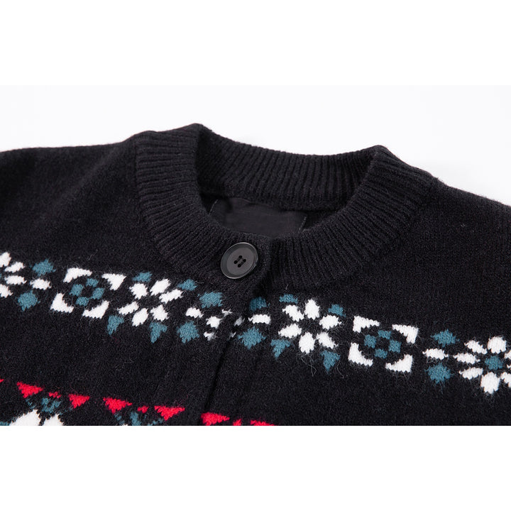Damen Norwegermuster Strickcardigan mit Knopfleiste und Oversize-Schnitt Drune