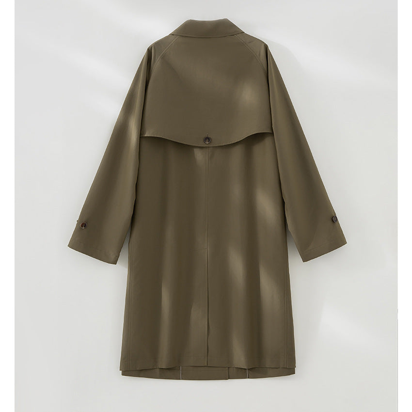 Damen Langer minimalistischer Trenchcoat mit verdeckter Knopfleiste und verstellbaren Manschetten Drune
