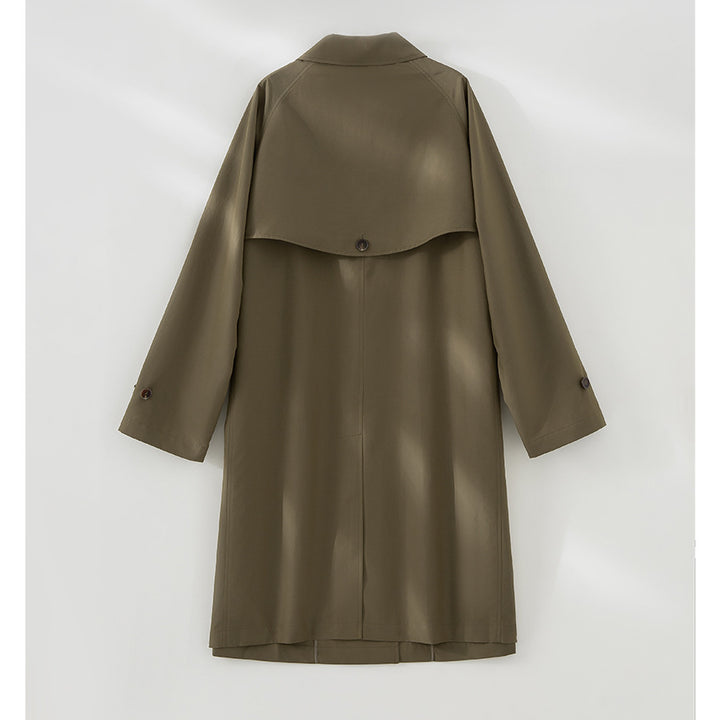 Damen Langer minimalistischer Trenchcoat mit verdeckter Knopfleiste und verstellbaren Manschetten Drune