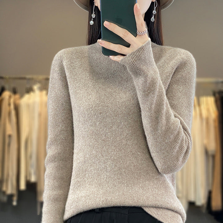 Damen Premium-Feinstrick-Mockneckpullover mit extra langen Ärmelabschlüssen und feiner Rippenstruktur Drune