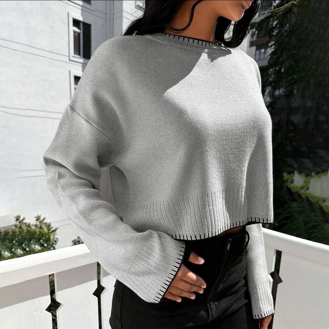 Damen Kurzpullover mit strukturiertem Design und lässigem Schnitt Drune