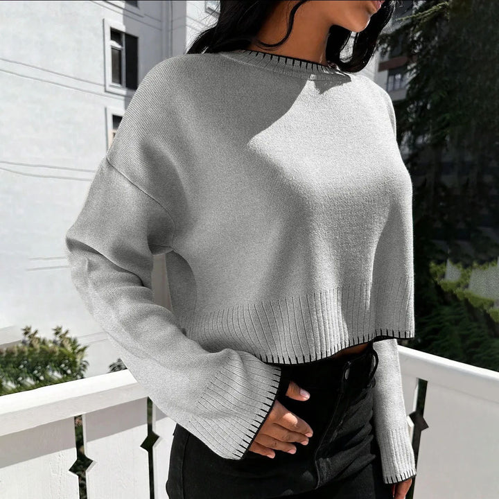 Damen Kurzpullover mit strukturiertem Design und lässigem Schnitt Drune