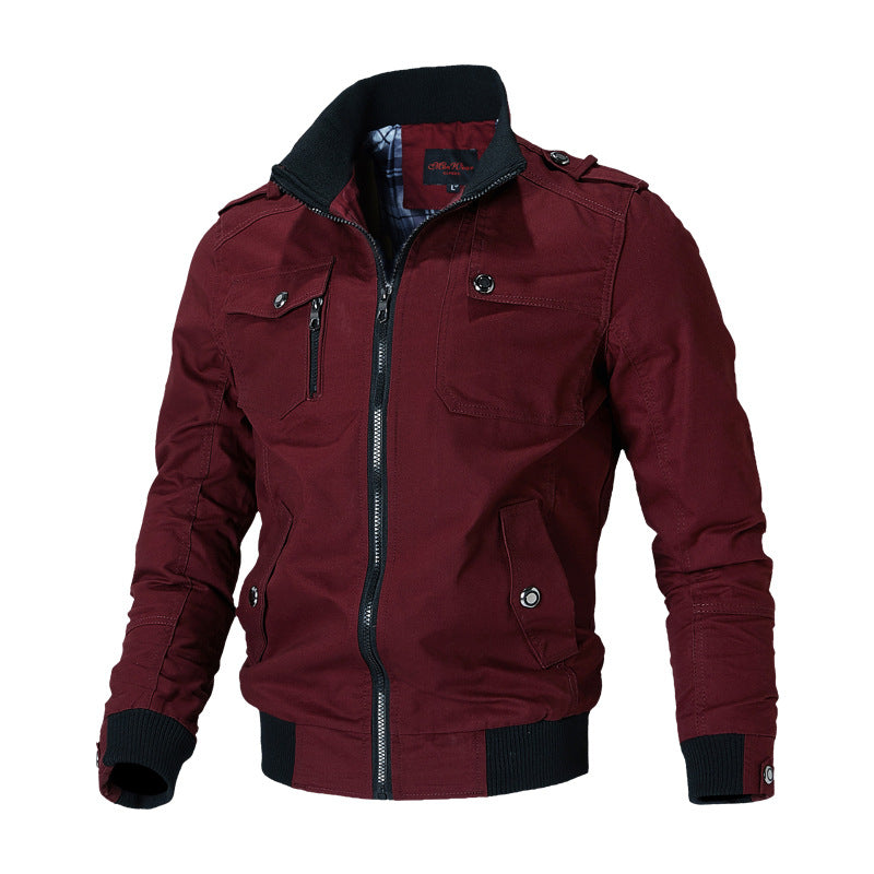 Herren nan sportive Bomber-Fieldjacke mit Schulterklappen, verdeckter Reißverschlussleiste und gerippten Bündchen Drune