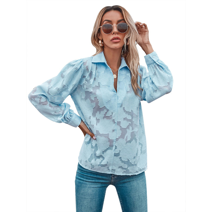 Damen Bluse mit ballonförmigen Ärmeln und floralem Design Drune