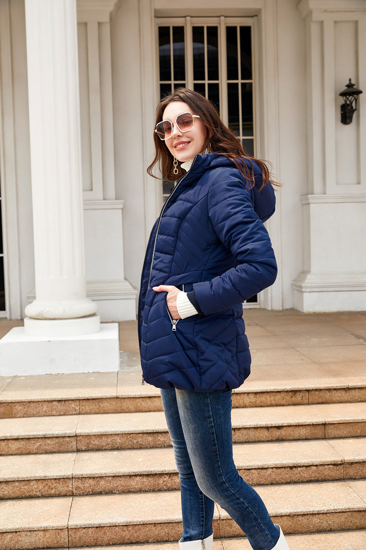 Damen gesteppte Winterjacke mit kuscheligem Innenfutter und praktischem Reißverschluss Drune