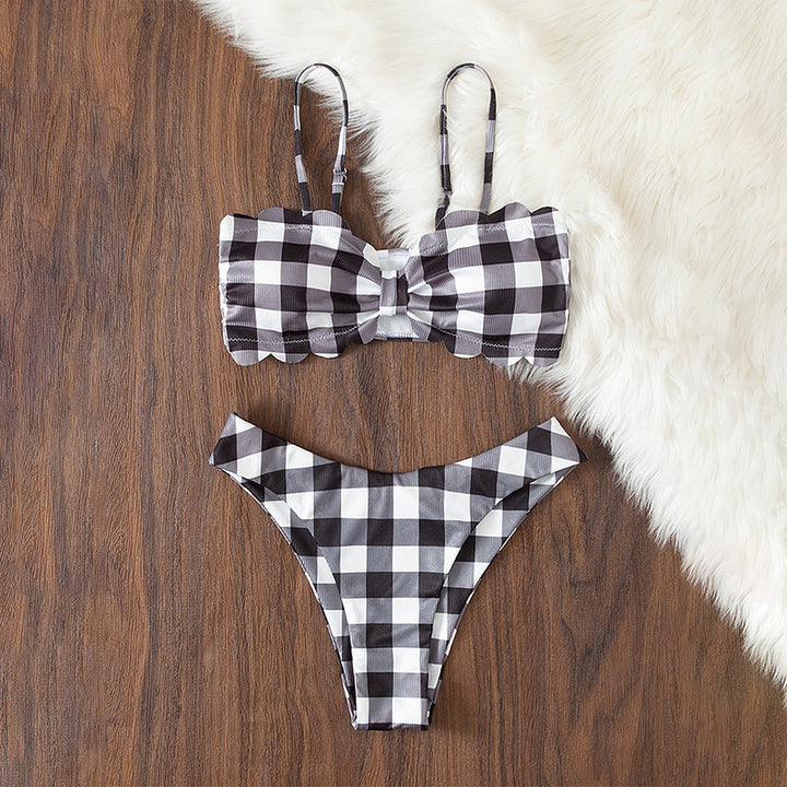 Damen Bikiniset mit Rüschen und Vichy-Muster Drune