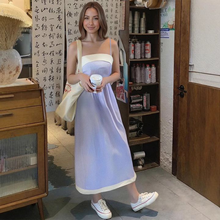 Damen Maxikleid mit feinen Streifen und elegantem Schnitt Drune