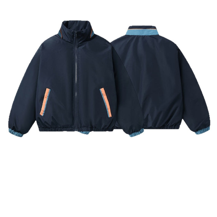 Damen Boxy Leicht-Windbreaker mit hohem Stehkragen und kontrastbesetzten Eingrifftaschen Drune