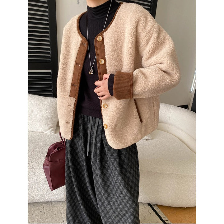 Damen kuschelige Fleecejacke mit Knopfleiste und praktischen Taschen Drune