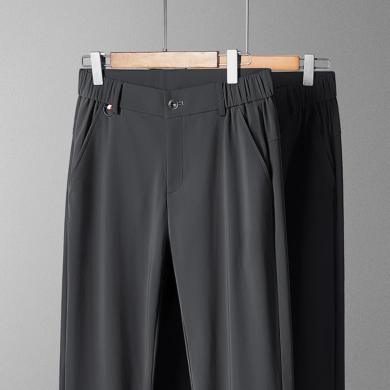 Herren leichte Reisehose mit elastischem Bund, geradem Bein, Reißverschluss-Details und seitlichen Eingrifftaschen Drune