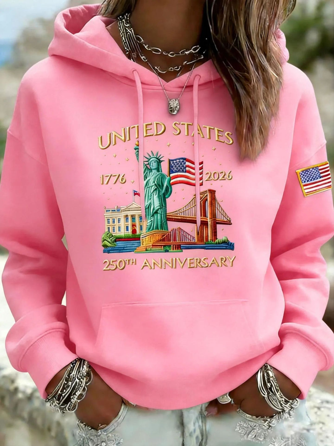 Damen Kreativer Kapuzenpullover mit einzigartigem Statuesque-Motiv Drune