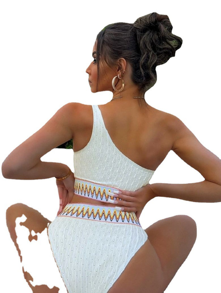 Damen Hochgeschnittenes One-Shoulder Bikini-Set Drune