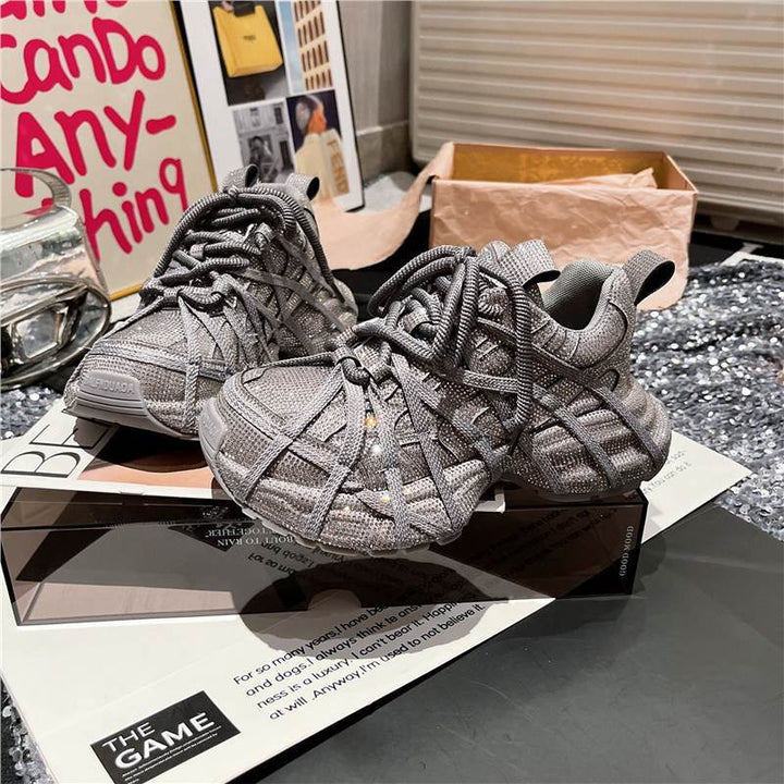 Damen Glamouröse Chunky‑Sneaker mit komplettem Strassbesatz und profilierter Gummisohle Drune