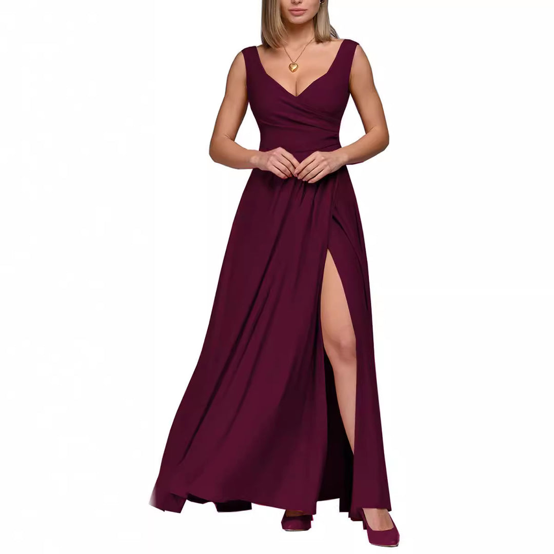 Damen Maxikleid mit fließendem Schnitt und eleganten Drapierungen Drune