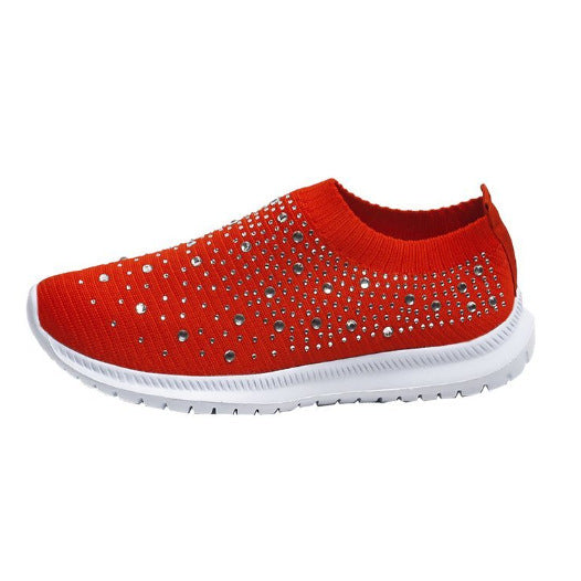Damen Elastischer Slip-On Strick-Sneaker mit Strassbesatz Drune