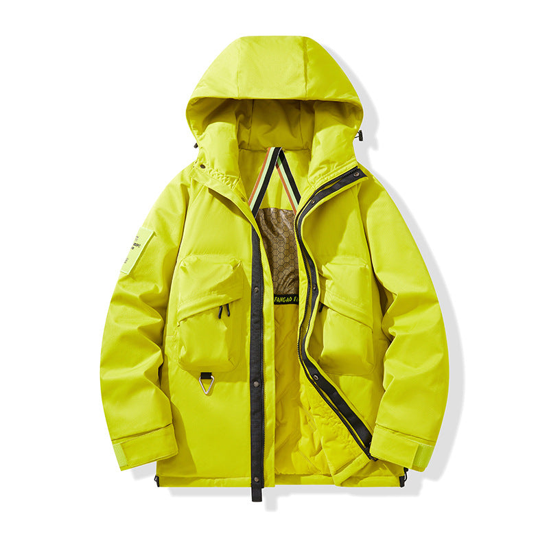 Herren Technischer Utility-Parka mit Kapuze, multifunktionalen Fronttaschen und Thermofutter Drune
