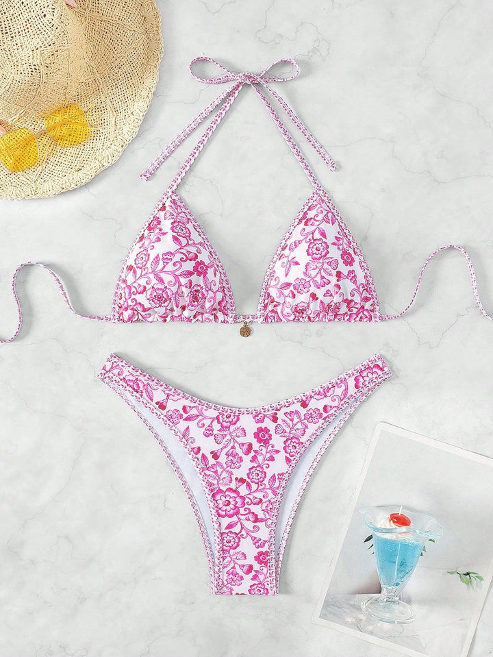 Damen Triangel-Bikini mit floraler Spitze Drune